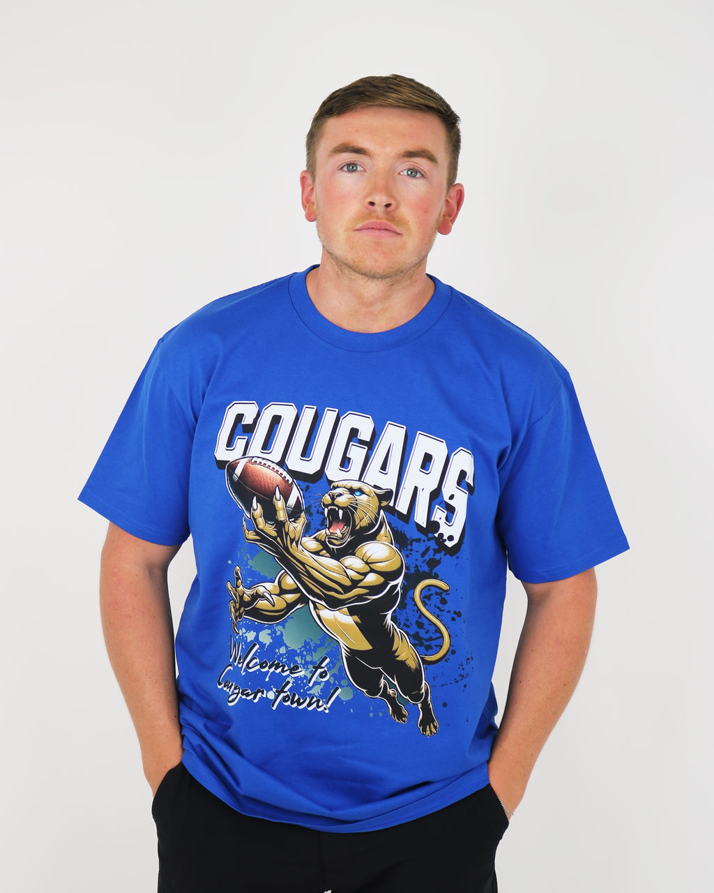 LE Welcome to Cougartown Tee Royal Blue