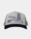 Bunker Trucker Hat Natural Navy Campus BYU