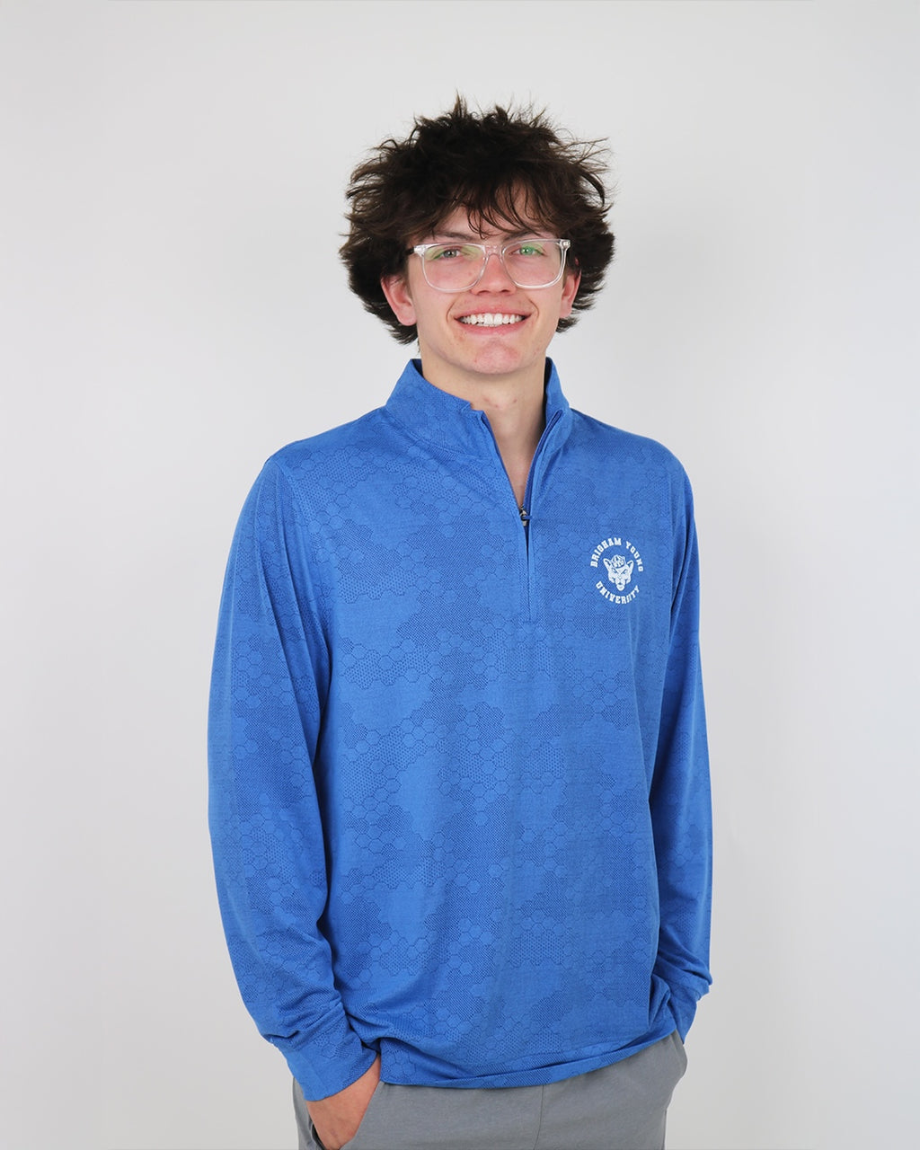 BYU Quarter Zip Pullover Cobalt Blue