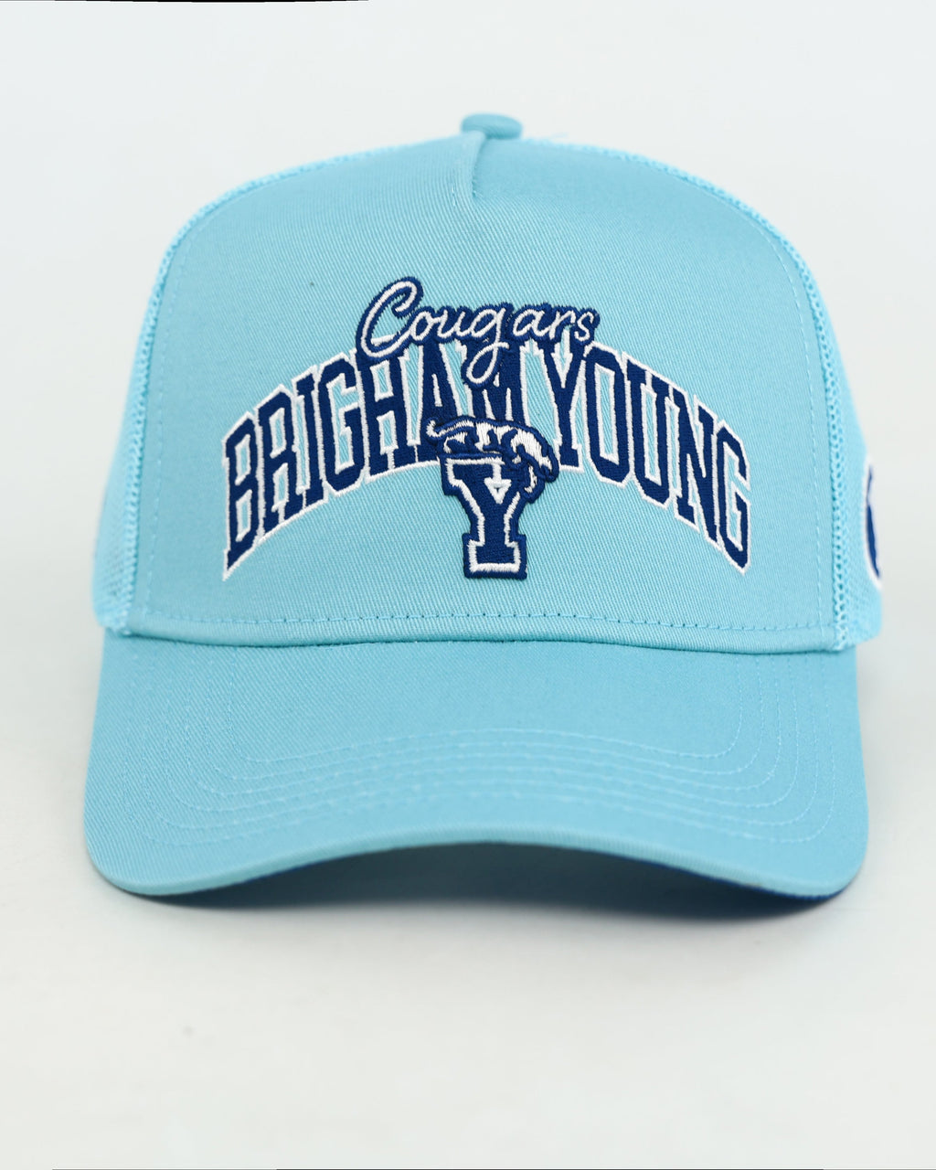 BYU Powder Blue Embroidered Trucker Hat