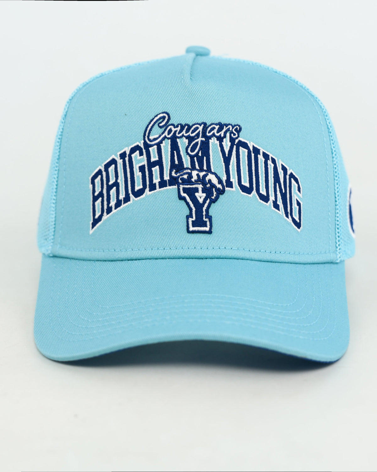 BYU Powder Blue Embroidered Trucker Hat