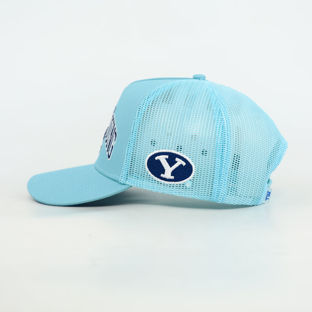 BYU Powder Blue Embroidered Trucker Hat