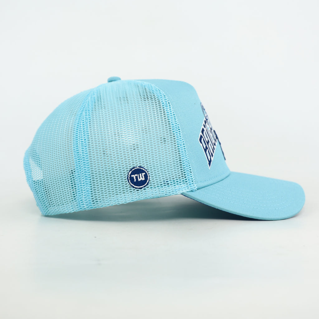 BYU Powder Blue Embroidered Trucker Hat