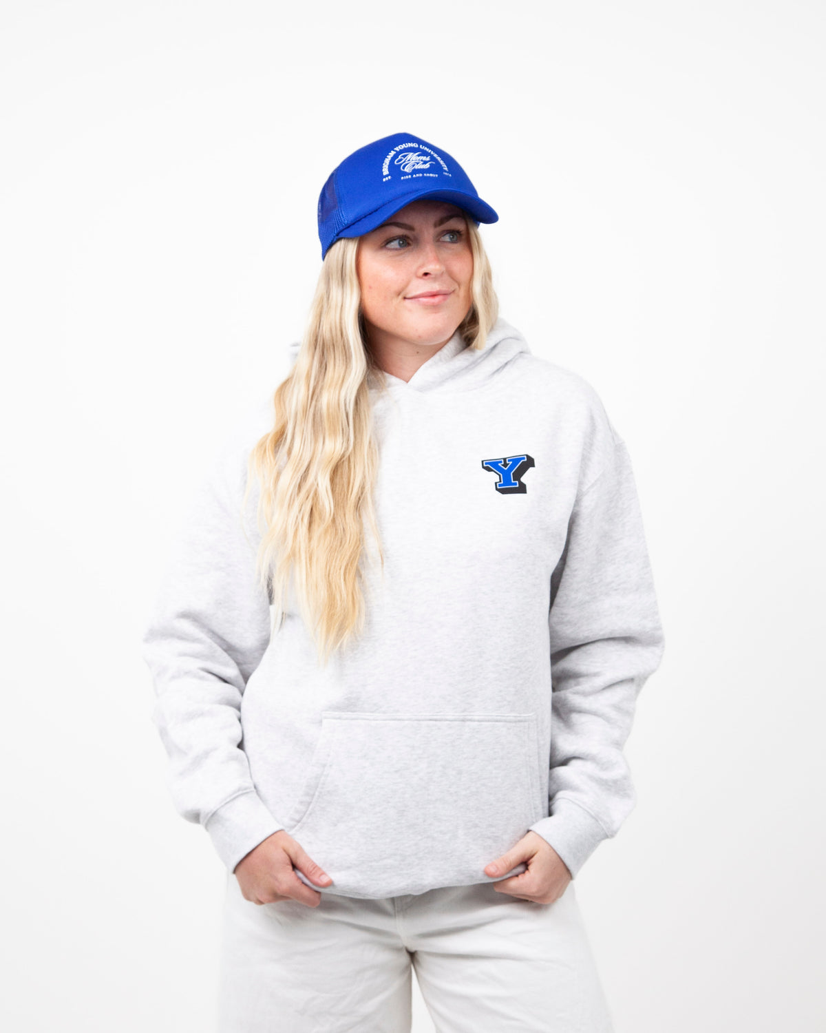 Cougar Mom Club Relaxed Hoodie White Heather